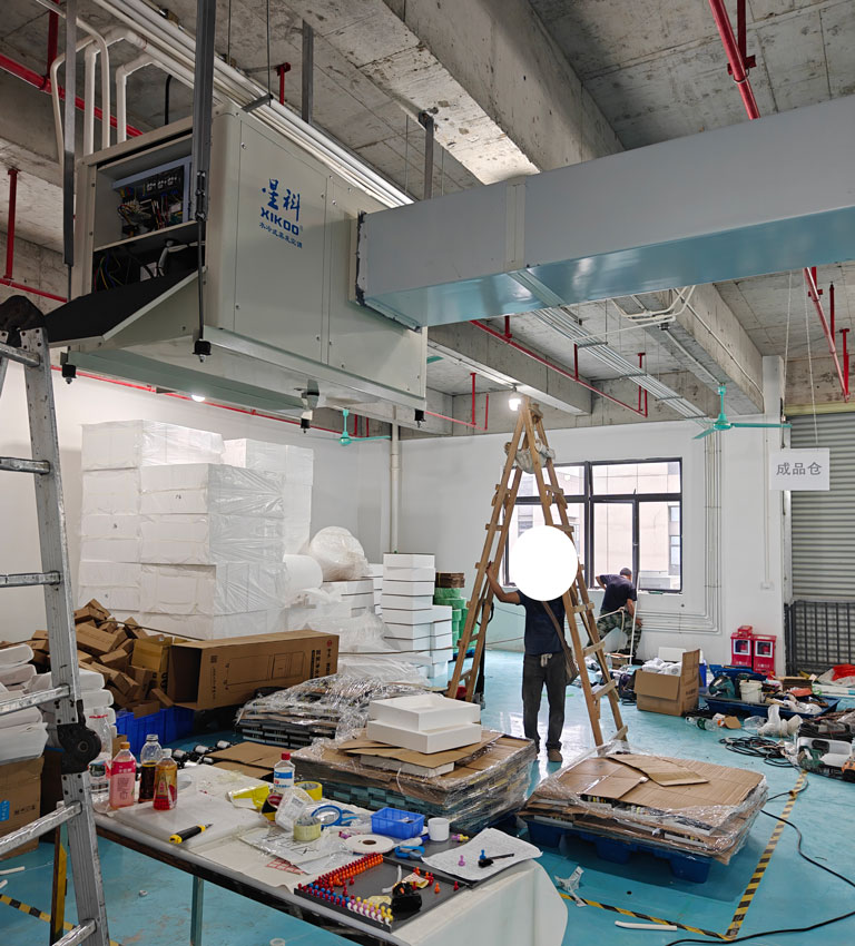 智能飲水機生產(chǎn)車間崗位降溫用工業(yè)蒸發(fā)冷省電空調(diào)臥式管道機