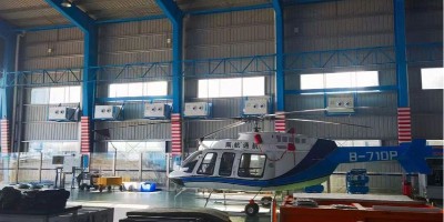 飛機維修倉庫降溫安裝蒸發(fā)冷省電空調-臥式射流機SYW-SL-25